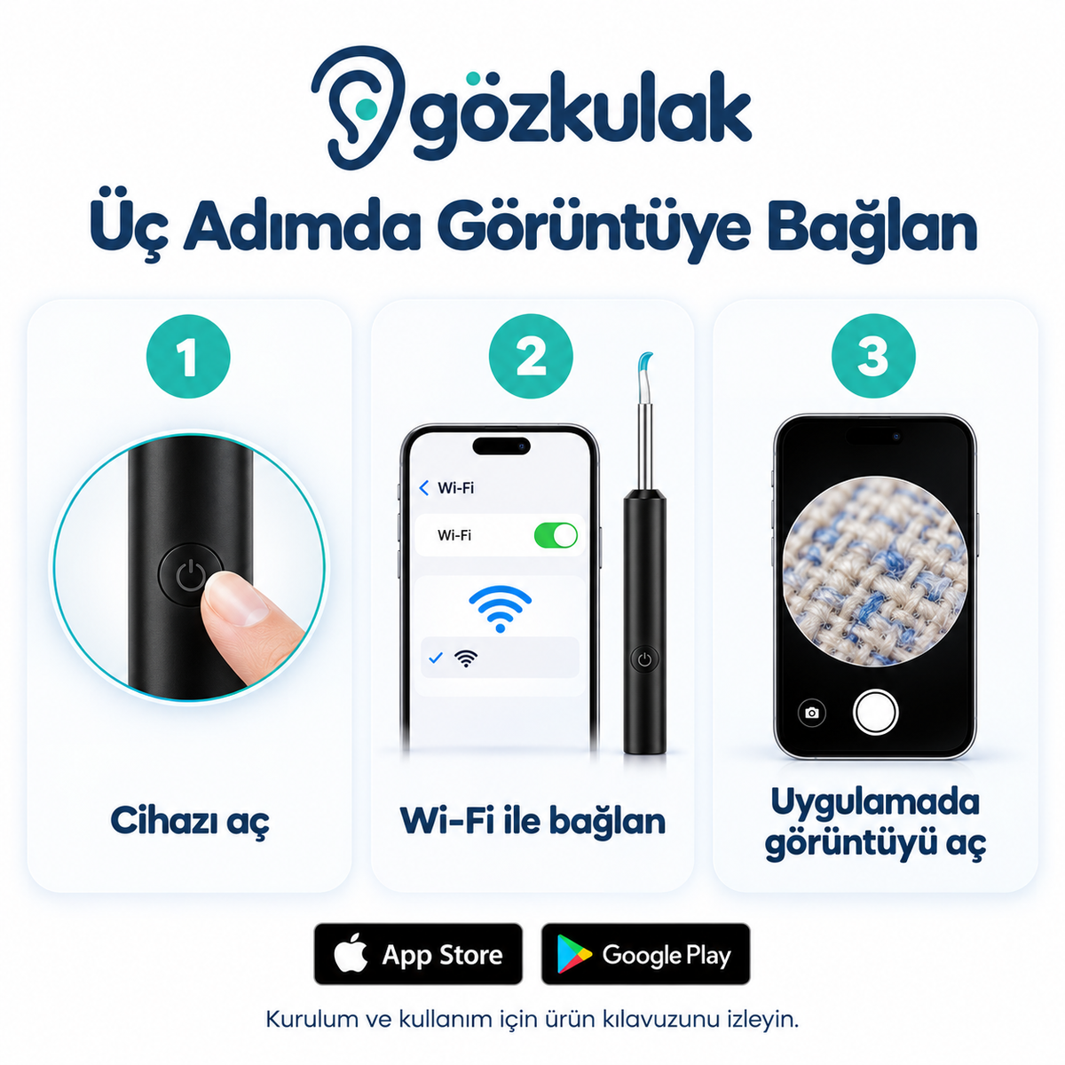 GözKulak Kameralı Kulak Temizleme Seti