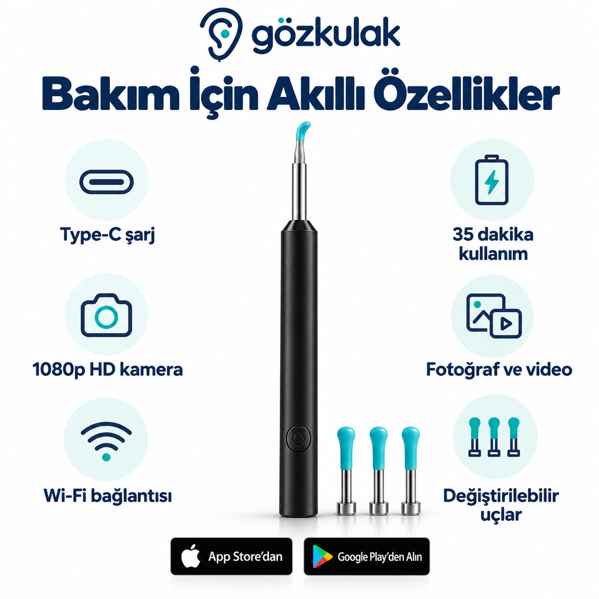GözKulak Kameralı Kulak Temizleme Seti